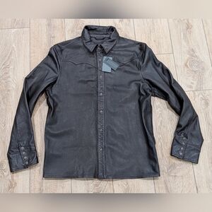 $698 Mens John Varvatos "Samuel" Western Leather Shirt Jacket Brown 48 US 38